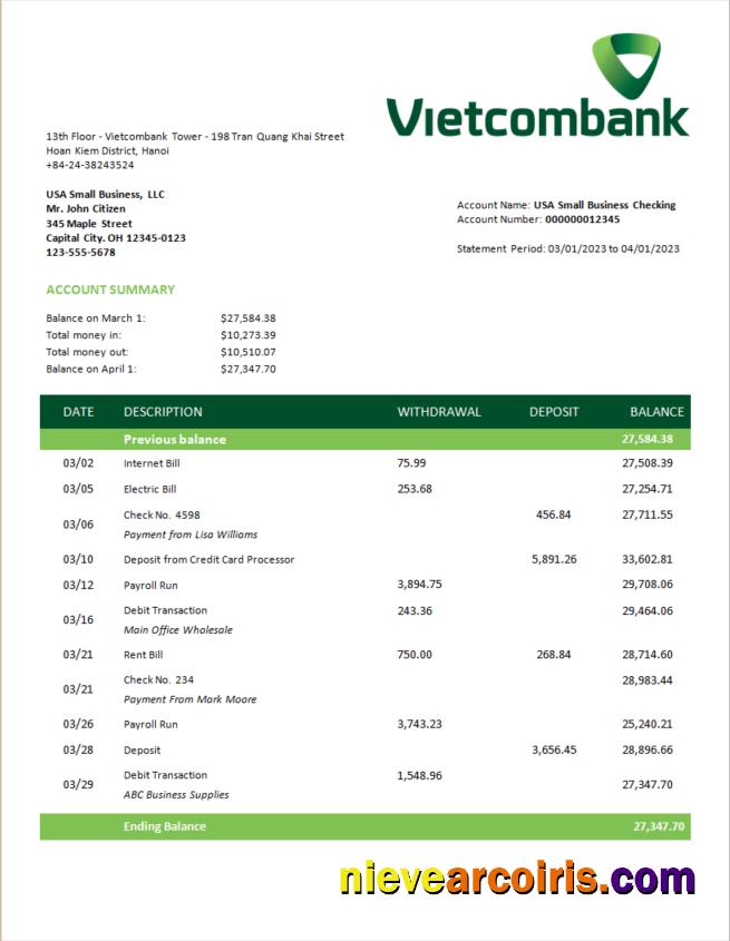 Vietcombank  business statement
